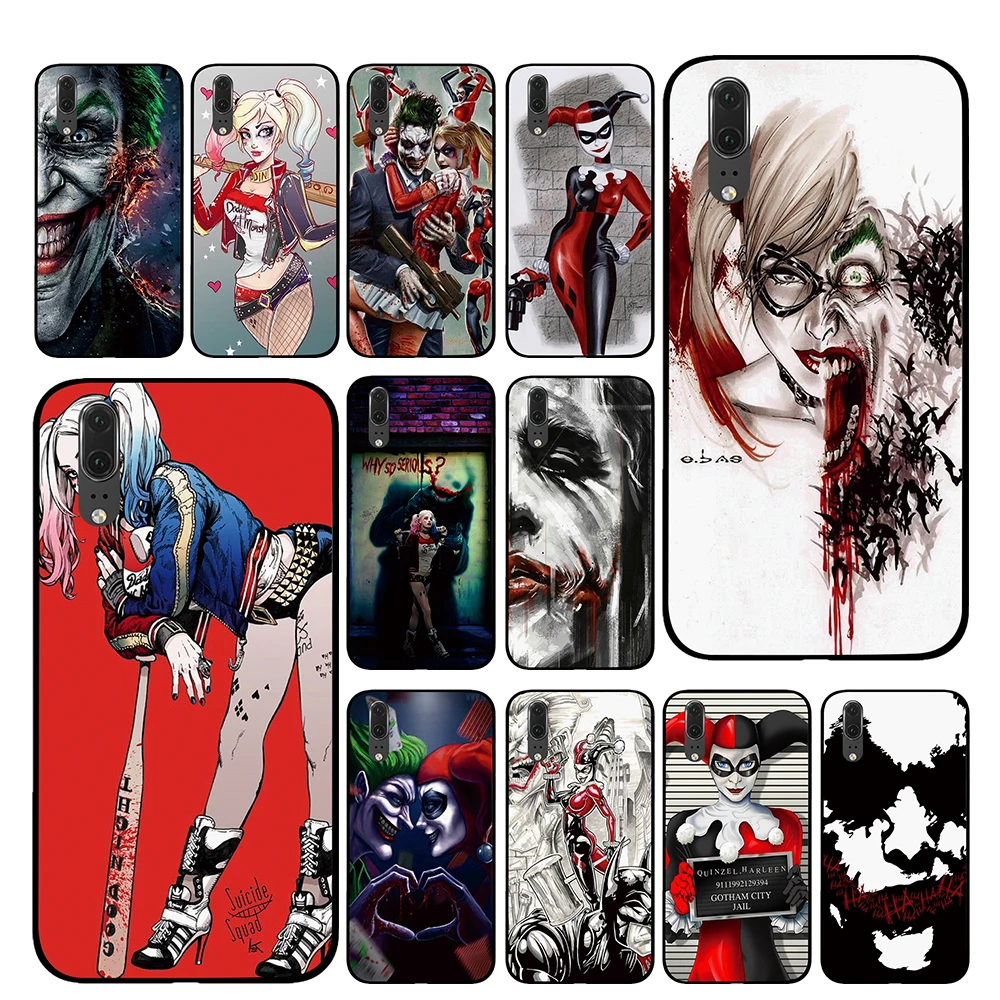 

Harley Quinn Joker for Marvel Black Phone Case for Huawei P30 P20 Mate 10 20 Pro Lite Nova 3 4 3i Cover