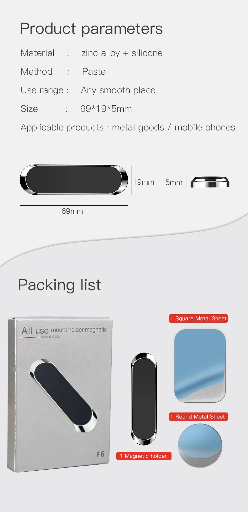 ACCEZZ 1 комплект Автомобильный держатель для телефона Магнитный для iphone X samsung huawei Xiaomi металлический магнит для мобильного телефона Автомобильный держатель Подставка gps кронштейн