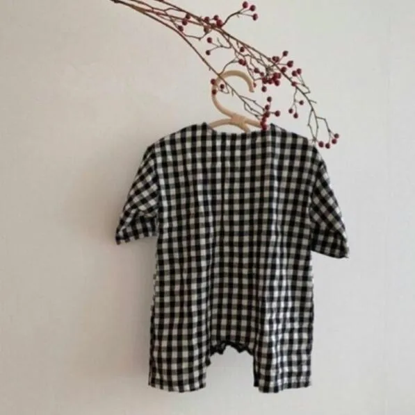 MILANCEL г.; детские комбинезоны в клетку в японском стиле; Комбинезоны для маленьких мальчиков с пуговицами и карманами; одежда для малышей
