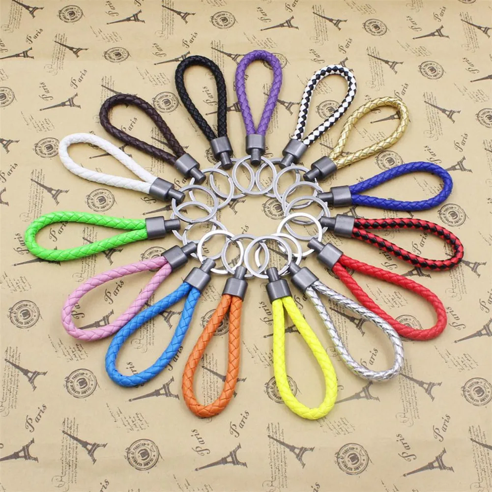 Купить Handmade PU Leather Braided Woven Rope bts keychain DIY bag Pendant Key Chain Holder Car Keyrings Men Women Keychain  Украшения и | Брелоки (4000536750957)
