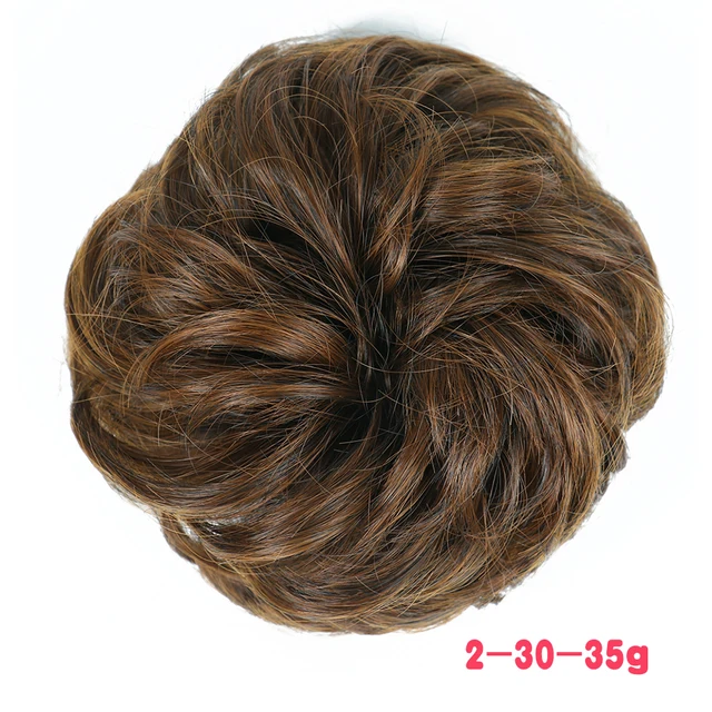 MERISIHAIR Synthetic Girls Curly Scrunchie Chignon With Rubber Band Brown Gray Hair Ring Wrap On Messy Bun Ponytails 35g-2-30