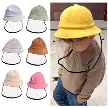 

Kids Sun Hat Windproof Transparent Face Mask Plastic Protective Cap Rotective Faceshield Cover Visor DustProof Anti Saliva Fog
