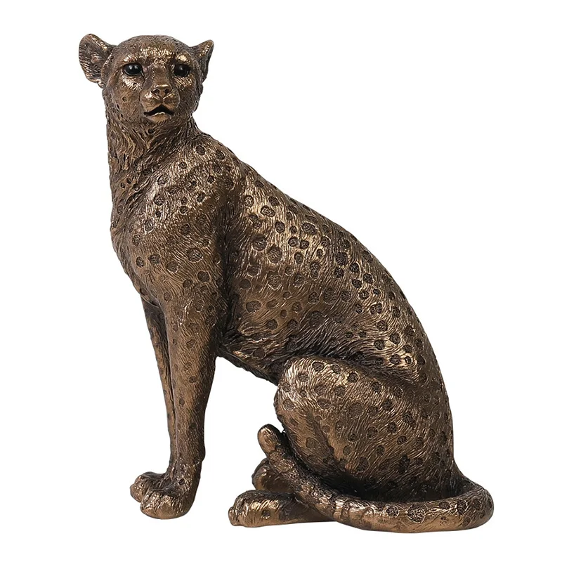 Imitation Copper Leopard Sculpture Decoration Statue Car Decor Figurines Office Display Crafts Business Gifts Home Panther | Дом и сад