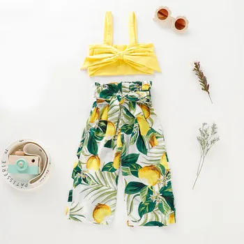 

Toddler Baby Kid Girl Floral Outfits Little Girls Strap Vest Crop Tops+Pant 2Pcs Clothing Set 1-4 Years Summer Girls Clothes Set