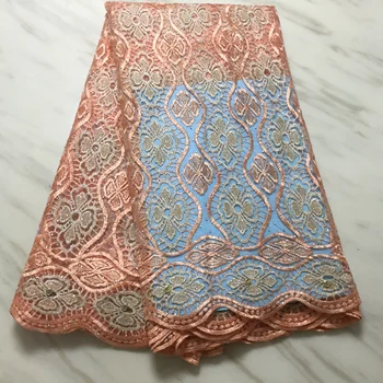 

New Peach Nigerian Mesh Lace for Bridal Lace Materials High Quality 3 D Flowers Lace Fabrics African Lace Fabrics for Wedding