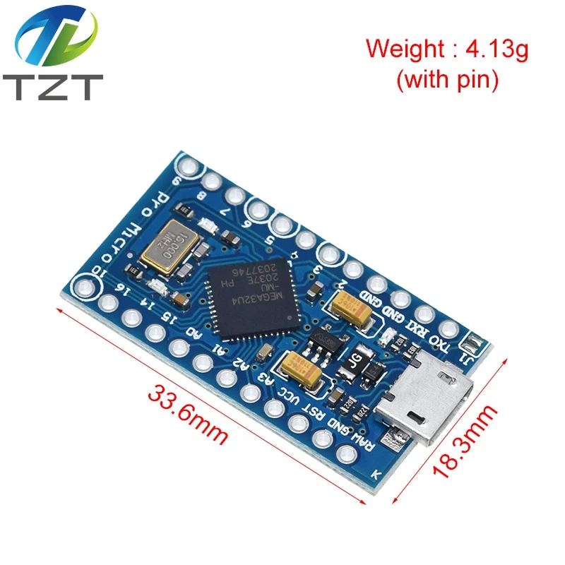 TZT Pro Micro ATmega32U4 5 в 16 МГц Замена ATmega328 для Arduino Mini с 2 рядным штырьковым разъемом Leonardo