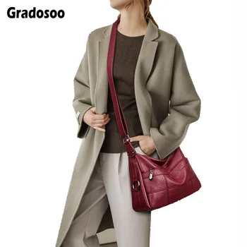 

Gradosoo Vintage Women Shoulder Bag Brand Crossbody Bags For Women Fashion Messenger Bag Female New Arrival Big Bag Women HMB655