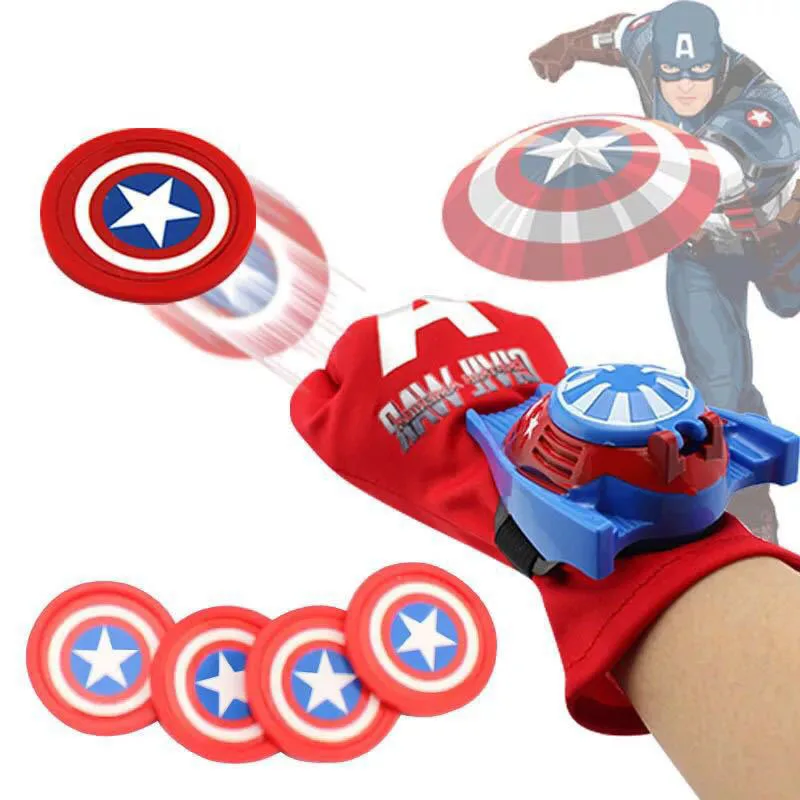 Пауки-Ман герой Expedition устройство запуска на запястье перчатки судейские Лиги Мстители супер герой перчатки пусковое устройство дети Coslpay игрушки - Цвет: Captain America