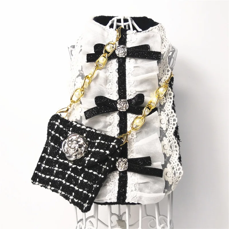 

2020 Autumn/winter New Small Fragrance Band Snack Bag Cotton Vest Cat Warm Clothing Pet Clothing Wholesale Bubble Coat