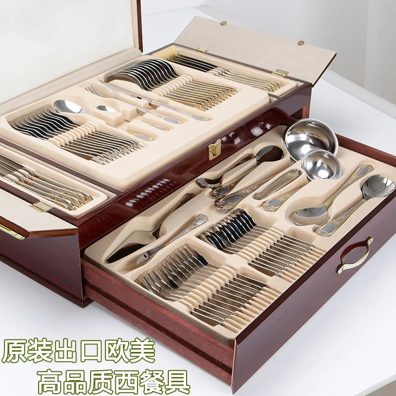 

Cutlery spoon three-piece home cute steak cutlery set Western-style luxury Western tableware full set of European style