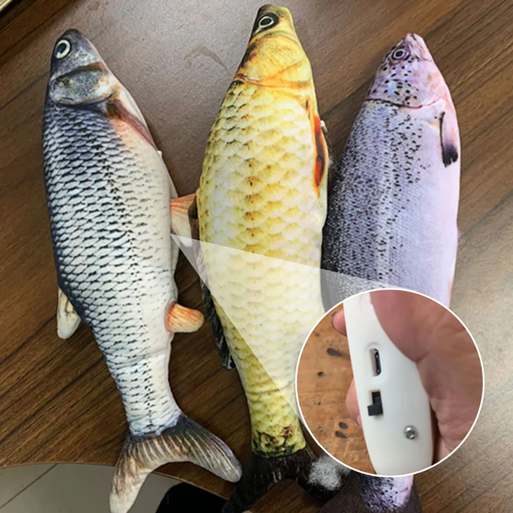 1/2/3/5/10PCS Cat Electric Toy Fish Pet Cat Simulation Fish Toys With USB Cable Plush Cats Toy USB Charging Simulation Fishes