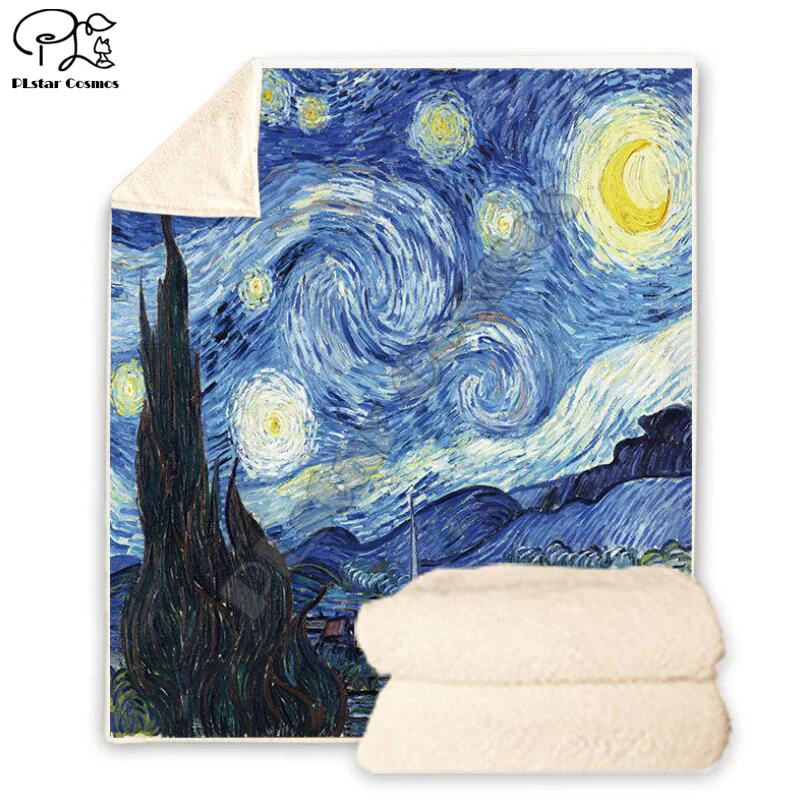 Plstar Cosmos Van Gogh масляная живопись Забавный герой одеяло 3D печать шерпа на кровать