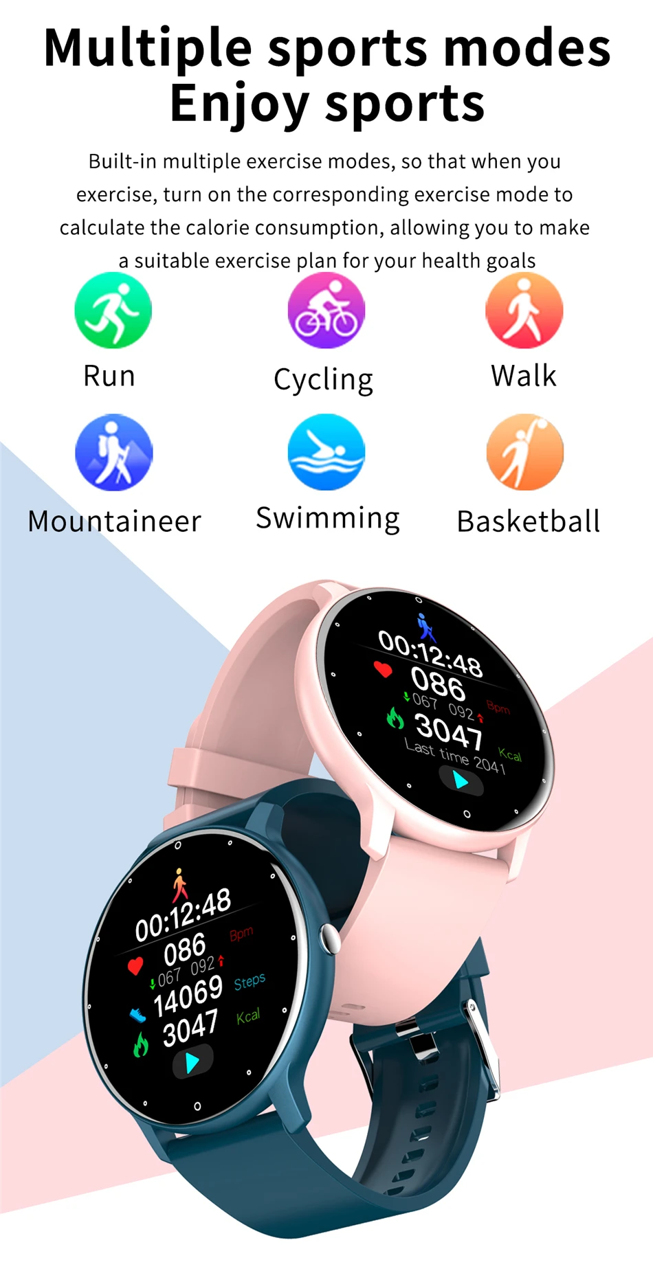 Men Women Smart Watch Full Touch Screen Watches Sport Fitness Tracker IP67 Waterproof Bluetooth Weather Forecast Smartwatch 2021