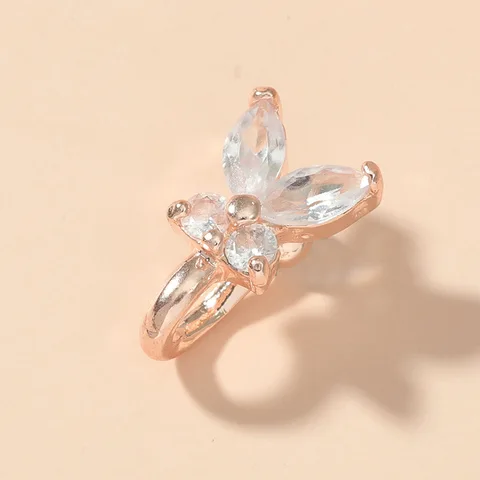 Crystal Butterfly Fake Nose Ring Non Piercing Clip On Nose Ring Indian Style Nose Cuff Fake Piercing Septum Nariz Jewelry