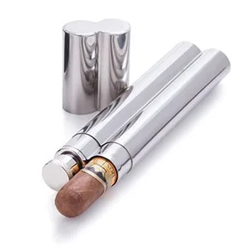 

Mini Hip Flask Double Tube Cigar 2oz Flask Stainless Steel Cigar Holder Flagon Custom Pocket Gift Whiskey Drinkware Wine Bottle