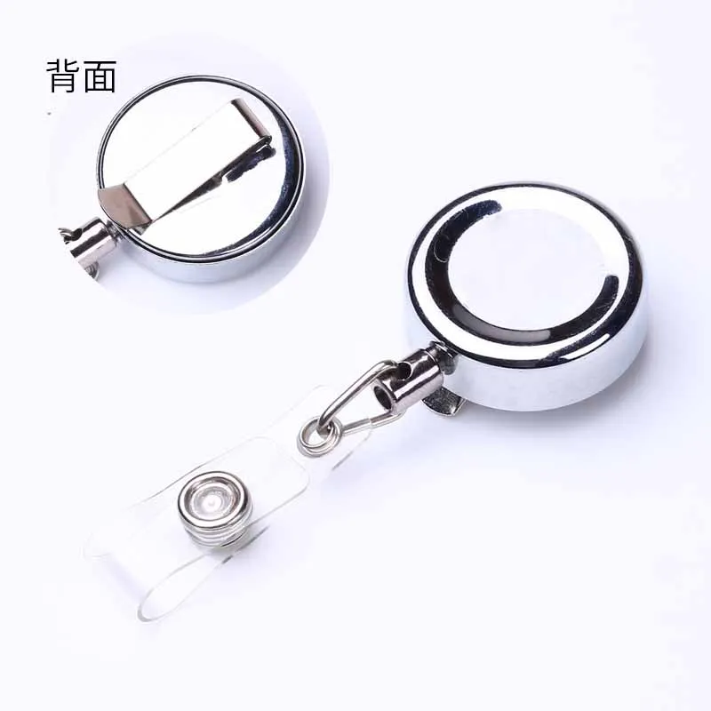 Silver Metal Retractable Badge Reel Retractable ID Tag Retractable ID Lanyard 360&deg; Rotating Badge Reel ID Lanyard Name Tag Card Badge Holder Reels Recoil Chain Clips