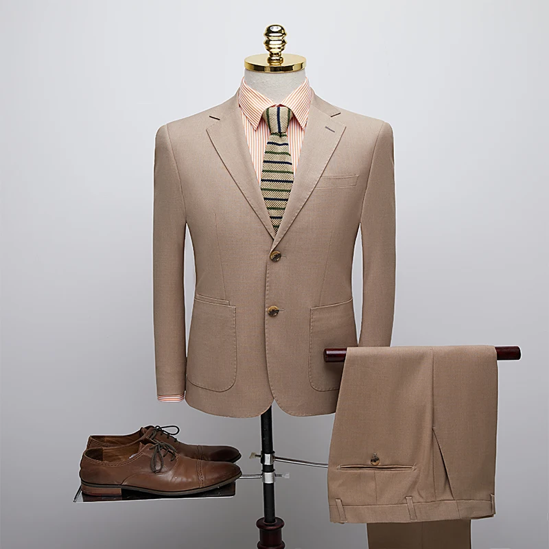 TIAN QIONG(куртка+ брюки) хаки мужской костюм высокого класса костюмы для выпускного вечера сценический костюм Homme Mariage облегающие мужские костюмы со штанами - Цвет: 601