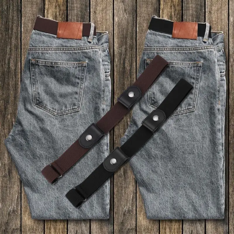 Belt Without Buckle Unisex waist Elastic stretch Jeans hidden Invisible Woven Fabric Traceless sewing fabric paste