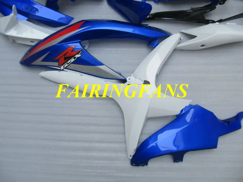 Литья под давлением обтекатель комплект для GSXR600 750 K8 08 09 GSXR 600 GSXR750 2008 2009 Топ белого и синего цвета Обтекатели Кузов+ подарки SA70