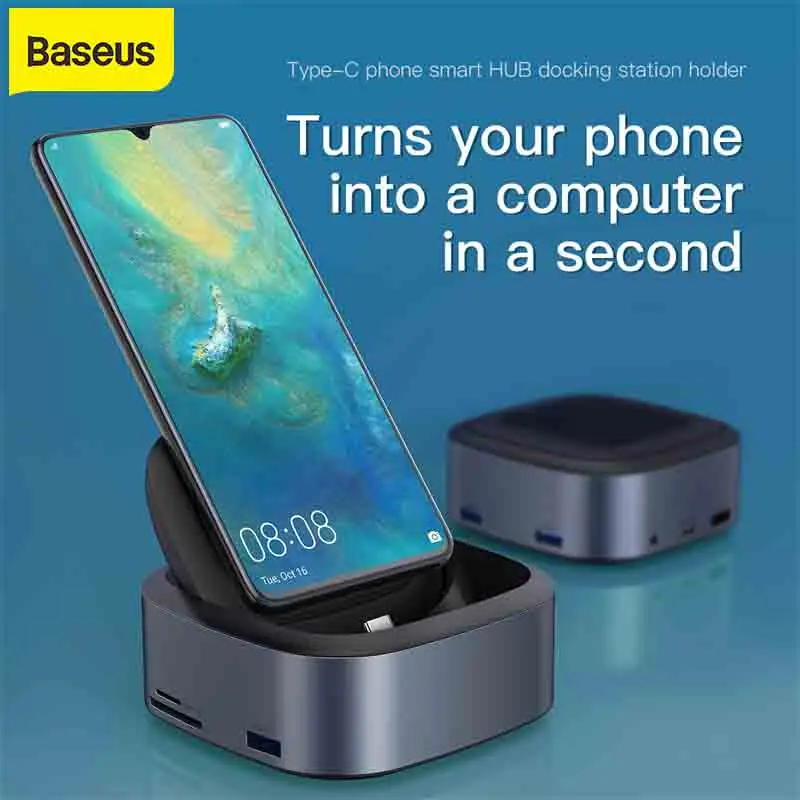 

Baseus Type C HUB Docking Station For Samsung S8 S9 S9+ USB C To HDMI 3.5mm Dock Adapter Mobile Phone For Huawei P30 P20 Pro
