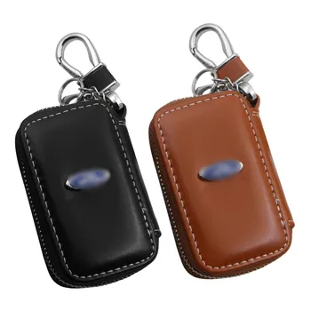 

1pcs leather car badge key chain case car keyring package For Ford mk2 mk3 mk4 mk5 mk7 fiesta FOCUS 2 3 4 5 Car accessories