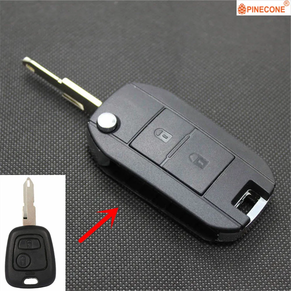 PINECONE для ключа чехол PEUGEOT 106 206 207 306 406 автомобиля 2 кнопки Uncut NE73 лезвие