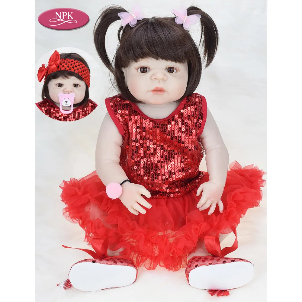 

Realistic Full Silicone Doll Reborn Toddler Pricness Baby Girl Dolls Bath Toys 57CM Lifelike Babies Bonecas Bebes Reborn Menina