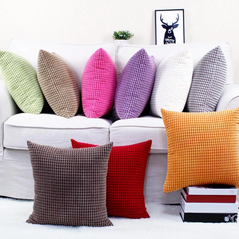 2pcs Corduroy Fabric Square Cushion Cover Solid Cushion Cover for Home Sofa Chair Couch Bedroom MYDING