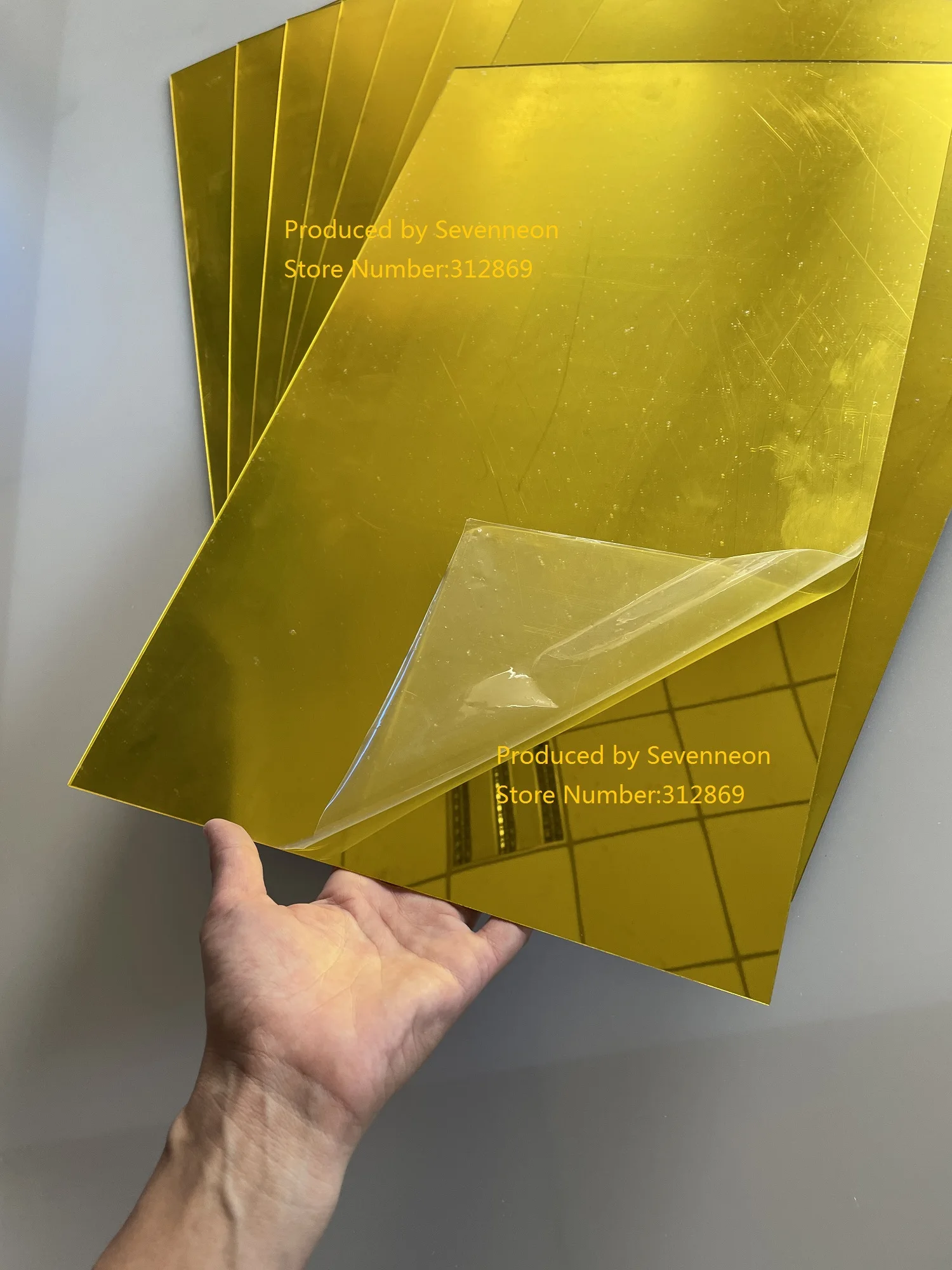 2mm Thatanium Gold Acrylic Mirror Square Sheet Plastic Pier Glass Hotel Decorative Lens Plexiglass Not Easy To Broken