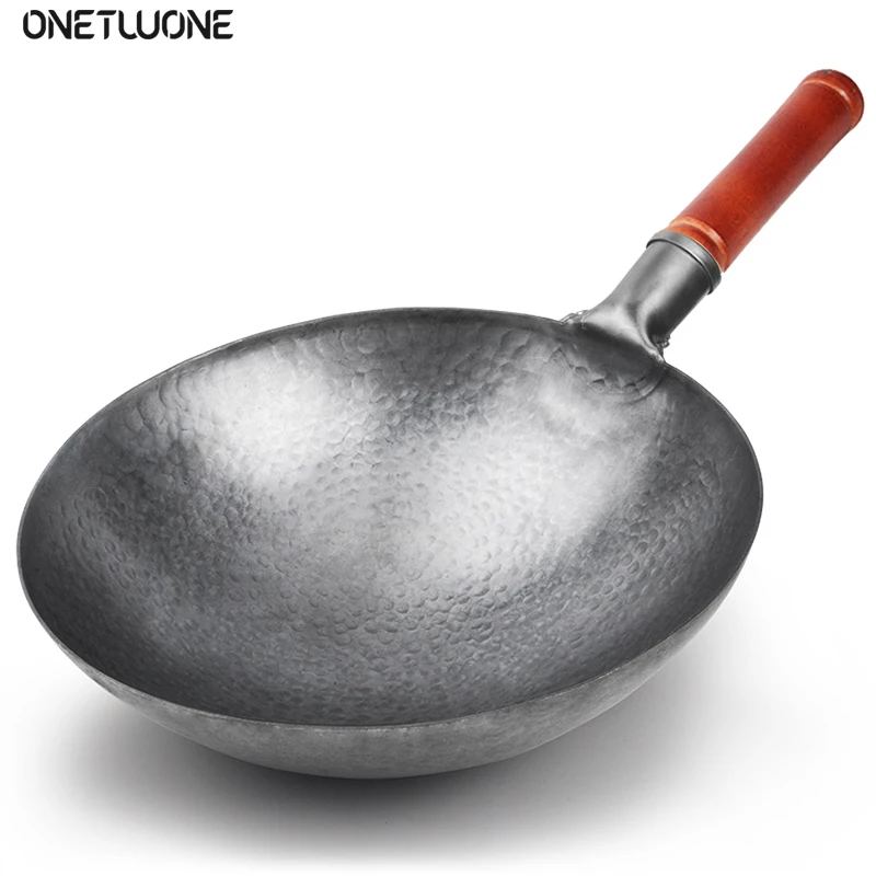 

High Quality Chinese Iron Pot Household Traditional Handmade Iron Wok Without Oil Smoke Uncoated Non-stick Wok Cookware