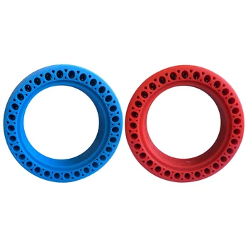 

2 Pcs Durable Scooter Tyre Anti-Explosion Tire Tubeless Solid Tyre for Xiaomi Mijia M365/Ninebot Electric Scooter(Blue with Red)