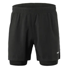 Дышащие спортивные шорты для фитнеса, мужские шорты 2 в 1 для бега, быстросохнущие шорты для активных тренировок, пробежек, марафона, велоспорта