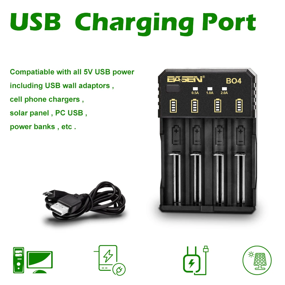 BASEN 18650 Battery Charger for 1.2V 3.7V 3.2V 18650 26650 21700 18350 AA AAA lithium NiMH battery smart charger 5V 2A plug BASEN 18650 Battery Charger for 1.2V 3.7V 3.2V 18650 26650 21700 18350 AA AAA lithium NiMH battery smart charger 5V 2A plug