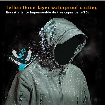 

New Hiking Jacket Waterproof Warm Fleece Lining Clothing Tactical Soft Shell Windbreaker Men Winter Military Camouflage Clothes