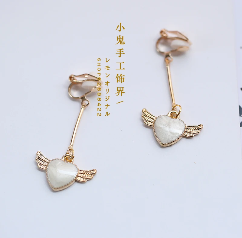 Pair of ear clips Розовый синий цвет мечты японский ручной заколка в виде бантика мягкой сестра лук аксессуары для волос головной убор в стиле "Лолита" - Цвет: Pair of ear clips