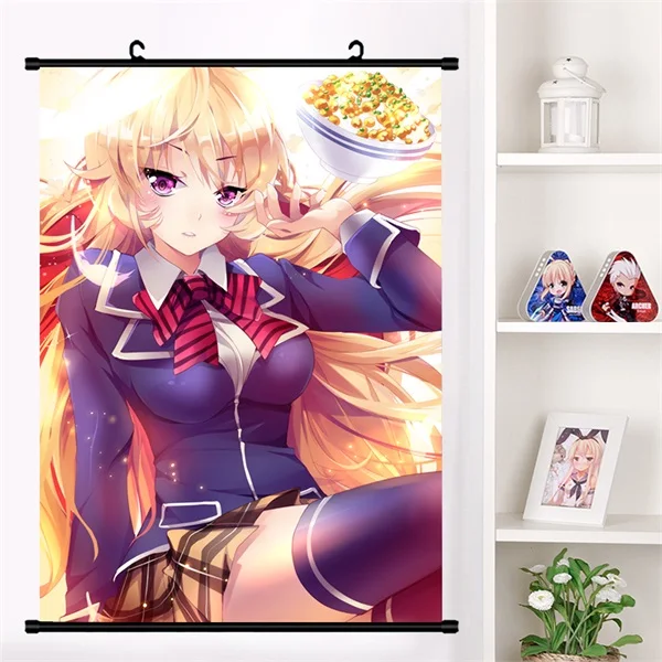 Аниме продовольственные войны! кулинарные поединки сомы Yukihira soma Megumi Косплей стены прокрутки Фреска плакат настенный висящий плакат отаку домашний декор подарки - Цвет: L