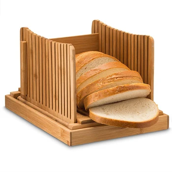 

Adjustable Foldable Board Sandwich Cakes Crumb Bamboo Bread Slicer Practical Bread Slicing Guide Loaf Bun Cutting Kitchen Tool