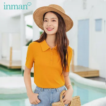 

INMAN 2020 Summer New Arrival Concise Style Turn Down Collar Button All-match Temperament Short Sleeve T-shirt