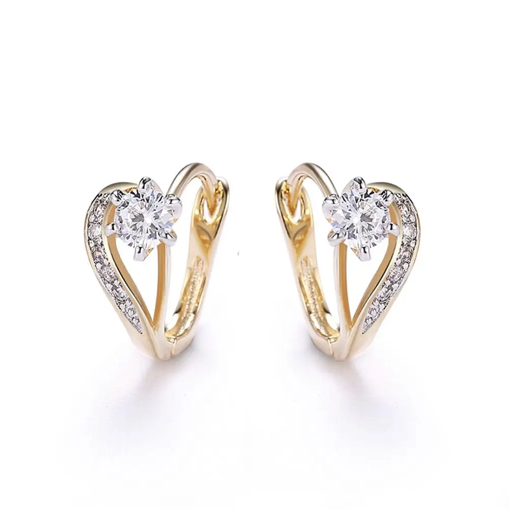 Женские золотистые серьги-кольца MxGxFam 18 K с белыми фианитами AAA + модные ювелирные