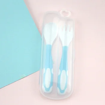 

Cute Baby Spoon Frok With Case Children Feeding Training Spoon Baby Utensils Feeding Spoon Fork Set Travel Kids Accessories