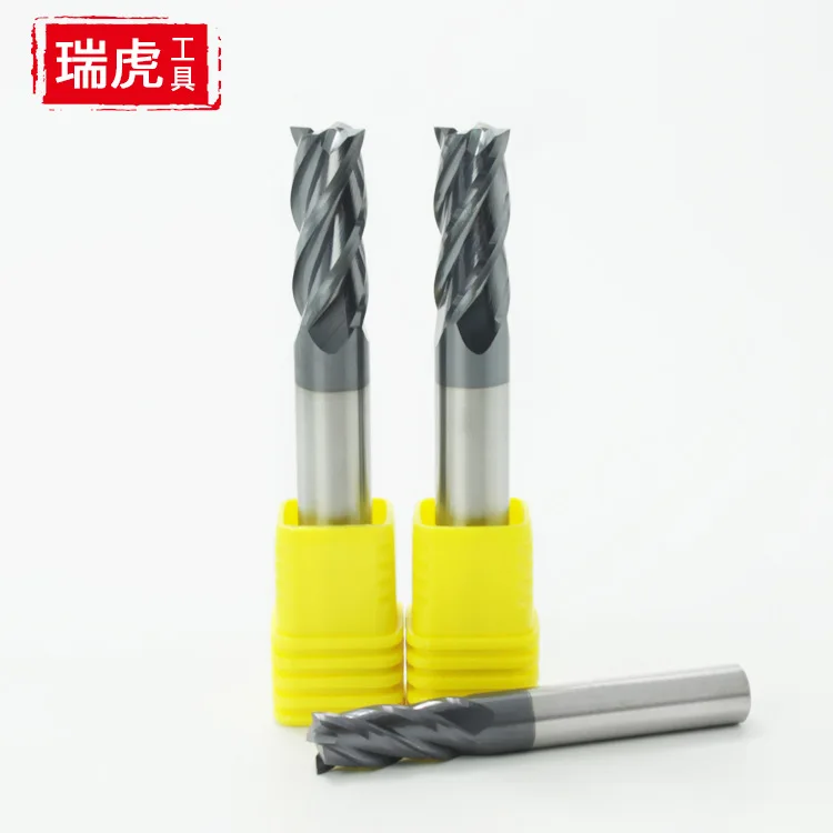 

45-Degree Tungsten Milling Cutter Straight Handle Four-Edged End Mill Paintcoat Metal Alloy Tool Steel CNC Tool Flat Hard