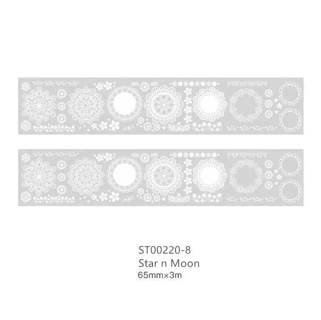 High Quality 65mm Flower Lace Masking Tape Sticker Moon Stars Lace Vintage Matte PET Washi Tape DIY Planner Scrapbooking Escolar - Цвет: Star n Moon