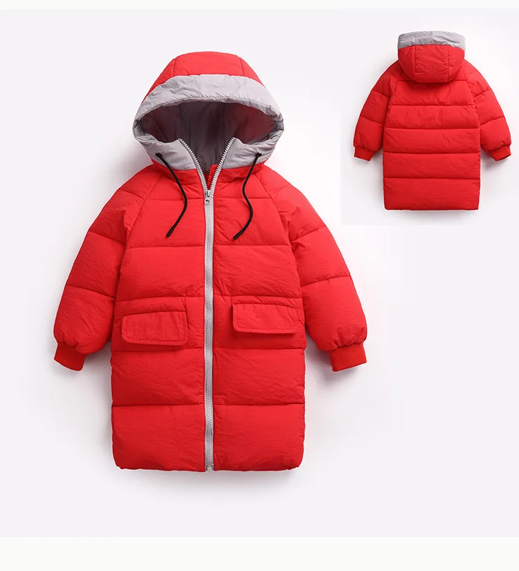 Куртки для маленьких девочек; зимние теплые пуховики; детская плотная верхняя одежда; одежда для детей; осенняя куртка для маленьких мальчиков; пальто с капюшоном - Цвет: red