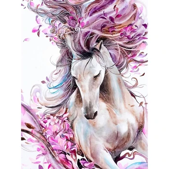 

DIY Diamond Embroidery Horse Diamond Mosaic Cross Stitch 5D Diamond Painting Full Round Drill flowers Art