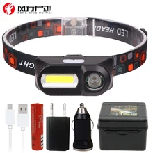 Мини COB светодиодный головной светильник налобный фонарь лампа вспышка светильник USB Перезаряжаемые 18650 Фонарь Кемпинг Пеший Туризм ночная рыбалка светильник D45