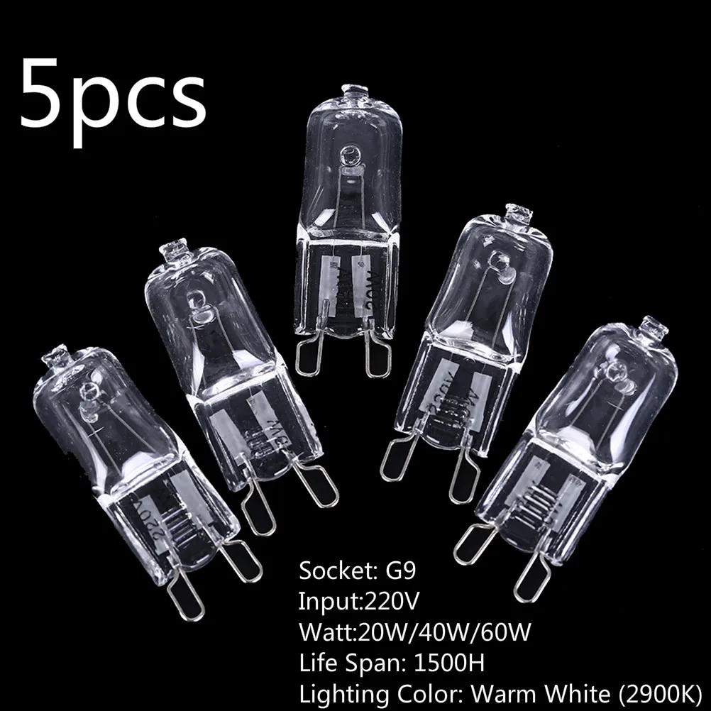 

5pcs/lot For Wall Lamp Clear Glass Each With An Inner Box Dimmable G9 Halogen Bulb 20W/40W/60W 220V 2900K Warm White