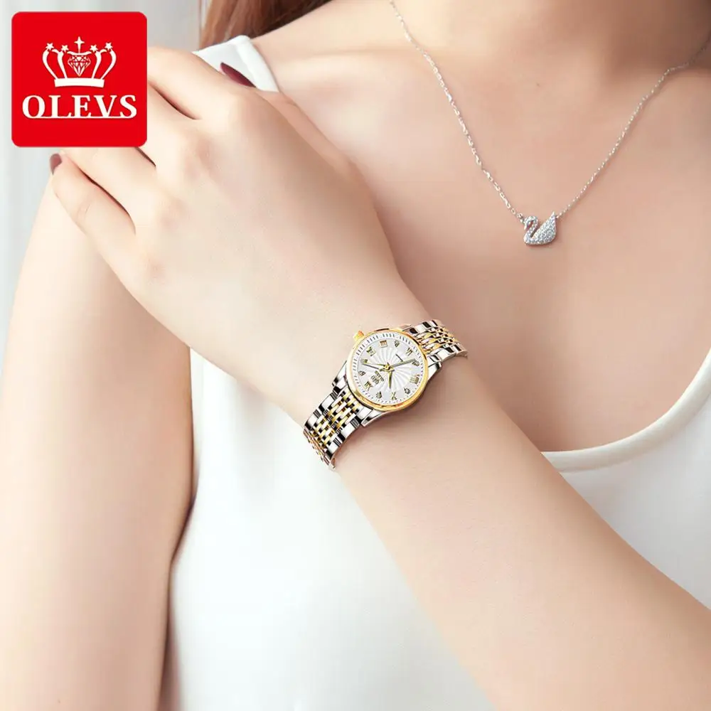 OLEVS Luxury Brand Women Automatic Mechanical Watches Steel Watch Band Watch Waterproof Simple Watch For Women Gift for Women