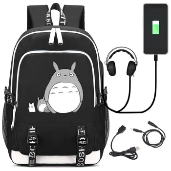 

Cartoon Capacity Tonari no Totoro School Bag Electronic Anime Backpack USB Charging Backpack Schoolbag Travel Bags