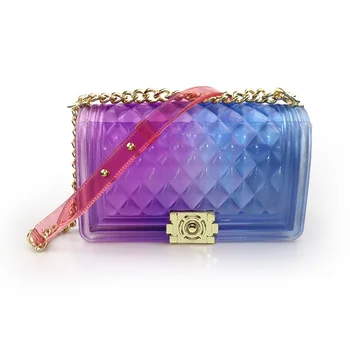 

Women Fashion Candy Color PVC Beach Bag Colorful Jelly Bags Purse Silicone Crossbody Bags Women Luxury Rainbow Beach Hand Bags