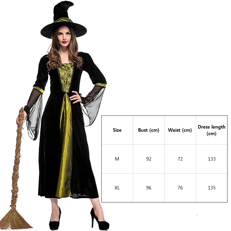 Umorden костюмы на Хэллоуин, костюм ведьмы для женщин, взрослых, Adulto Fantasia, длинное платье, шляпа, маскарадная одежда для женщин - Цвет: WSJ196
